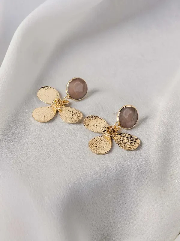 Brown Flower Drop Earrings