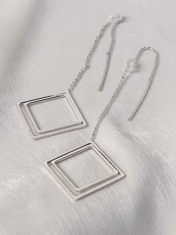 Square Threader Earrings Silver